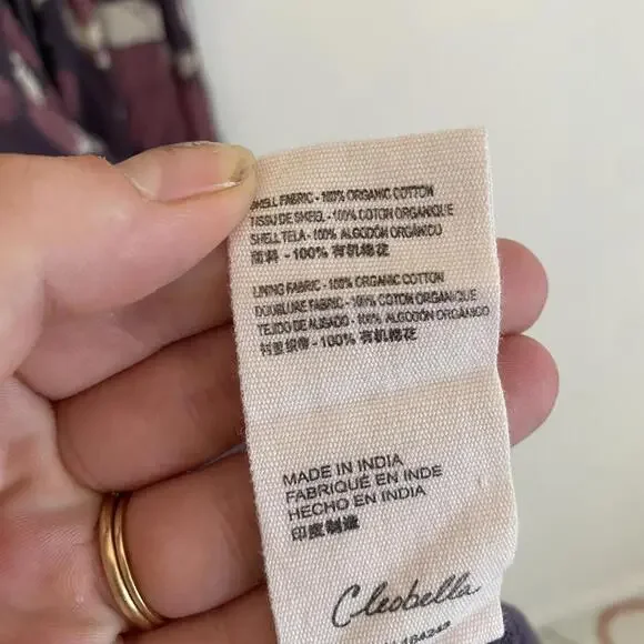 CLEOBELLA purple brown pattern cotton midi dress sz S - coffeafoods.com